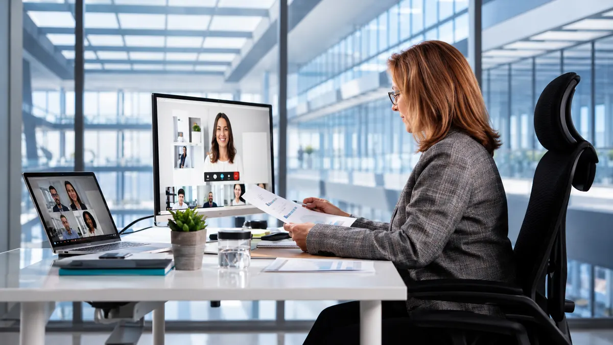 A recruiter interviewing a candidate on a video call